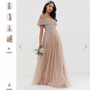NWT: ASOS Maya Bridesmaid tulle dress in taupe